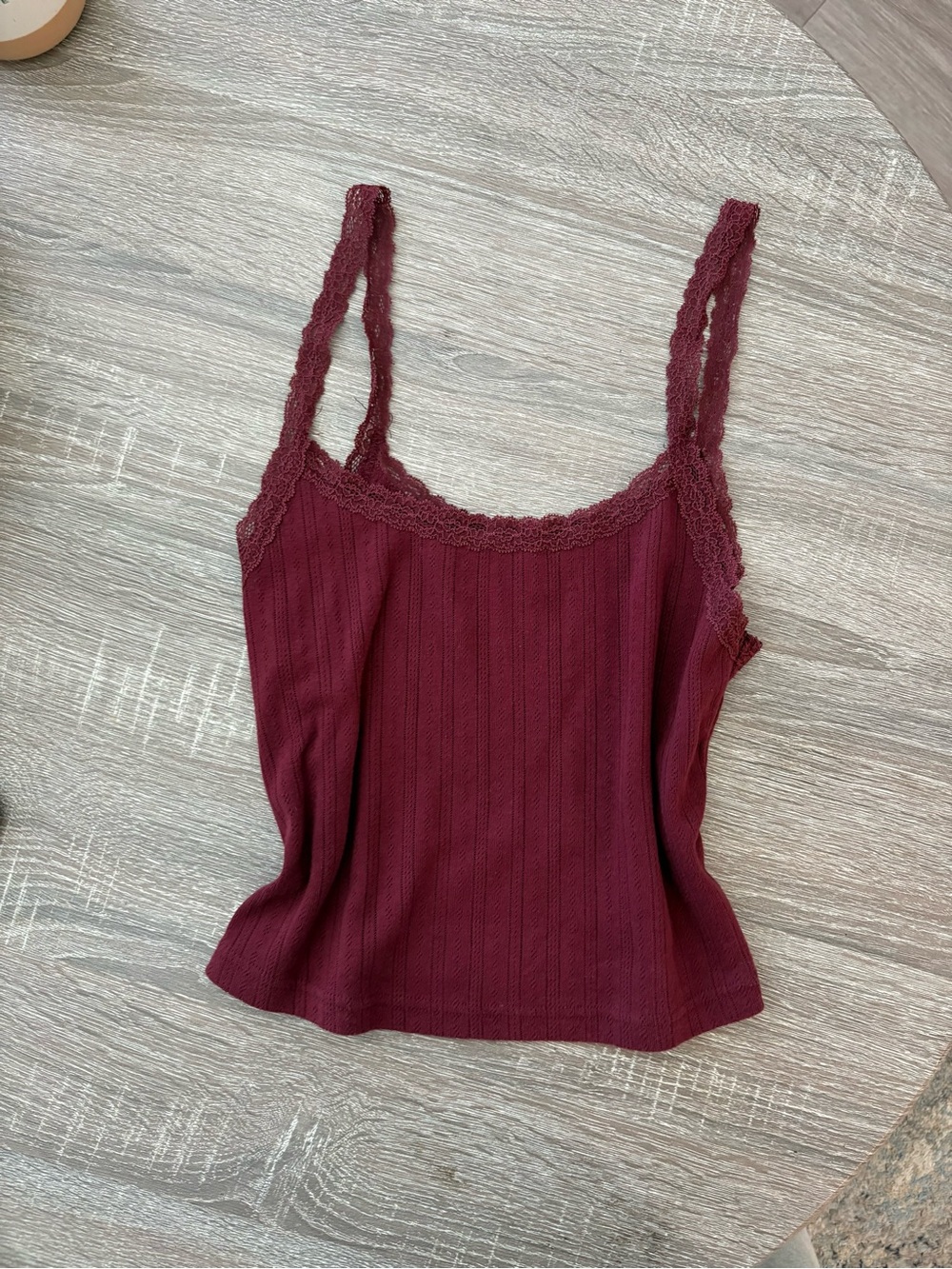 Out from under urban outfitters Lace-Trim Ribbed Cami Tank Top - Burgundy